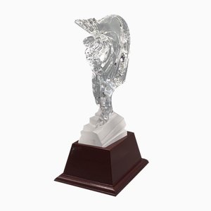 Golfer aus Kristallglas mit Holzsockel von Sevres France, 2er Set