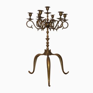 Portacandele grande in ottone antico