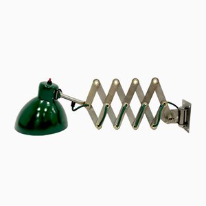 Industrielle Scissor Wandlampe in Dunkelgrün, 1950er