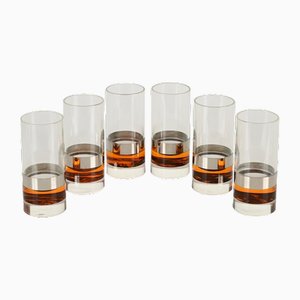 Bicchieri in vetro acrilico tartarugato e metallo cromato di Christian Dior, Italia, anni '70, Dior, set di 6