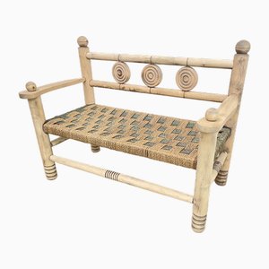 Two-Tone Bench in Woven Rope, 1950s