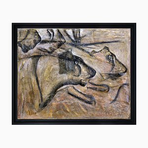 Lola Vitelli, Leonesse, Sculpted and Painted Mixed Media Canvas, 2021, Gerahmt