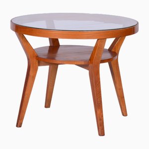 Mid-Century Couchtisch aus Eiche & Glas, Tschechisch, 1950er