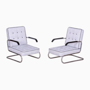 Set of Bauhaus Chrome Armchairs attributed to from Mücke Melder, Czech, 1930s