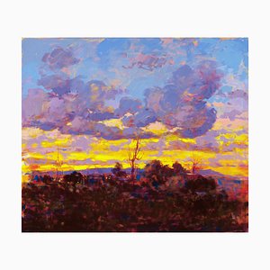 Renato Criscuolo, Tramonto vibrante sul paesaggio, 2003, Olio su tela