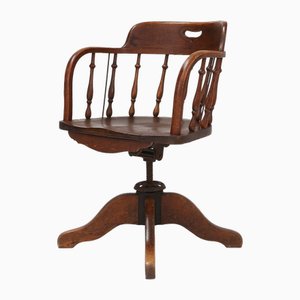 Silla de escritorio Captain inglesa con base giratoria, década de 1850