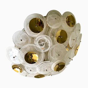 Venied-White Disks Murano Glass Flush Mount by Simoeng