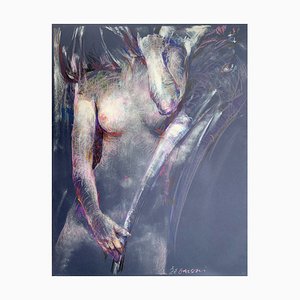 Leszek Zegalski, Una amable criatura fantástica azul, Pastel sobre papel