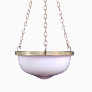 Art Deco Pink Opaline Glass Ceiling Light Shade, 1920s