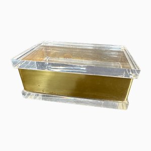 Acrylic Glass and Brass Box by Philippe Cheverny, 1970s