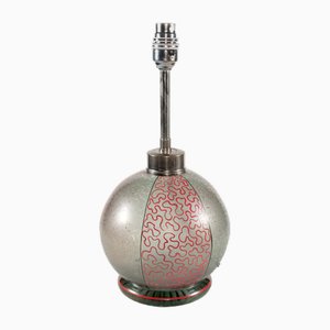 Czech Art Deco Vermicular Enamelled Glass Table Lamp, 1930s