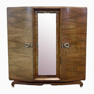 Armoire à 3 Portes Art Déco en Noyer, 1930s