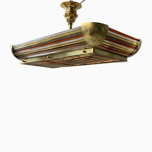 Art Deco Deckenlampe mit Murano Messing Stangen, 1940er