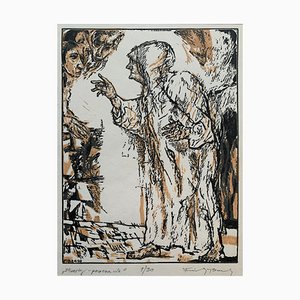 Franciszek Bunsch, Los terrores: una conferencia, Linograbado en papel, 2010