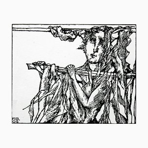 Franciszek Bunsch, Ophelia, Woodcut on Paper, 2004