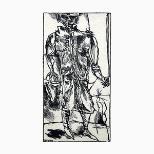 Franciszek Bunsch, El tercer viajero, Xilografía sobre papel, 1984