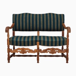 Danish 2 Seater Sofa in Wool Fabric & Oak Wood, 1960s