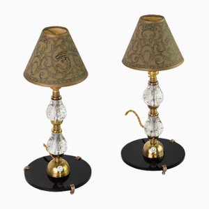 Art Deco Tischlampen aus Muranoglas & Messing, 1950er, 2er Set