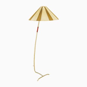 Stehlampe mit Original Stoffschirm von Rupert Nikoll, Wien, 1950er