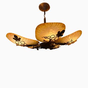 Lampe à Suspension en Métal et Verre, Pays-Bas, 1950s