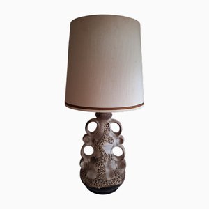 Large Vintage German Table Lamp with Gray-Brown Ceramic Base, 1970s