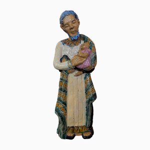 Art Deco Ceramic Sculpture of Joseph and the Child, 1920s