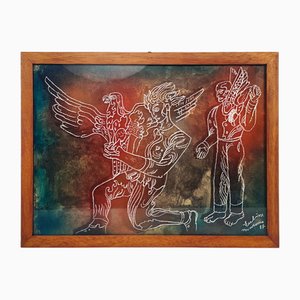 Engraved Glass Wall Sculpture by Vincenzo Eulisse for Seguso, 1980s