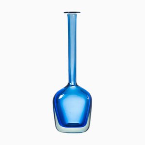 Modern Blue Sommerso Murano Glass Mono Flower Vase attributed to Flavio Poli for Seguso, 1970s