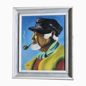 Tornquist, Portrait of Fisherman, 1960s, Oil on Panel, Framed