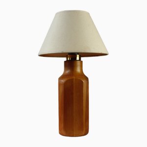 Lámpara de mesa vintage de madera blanda de latón, años 60