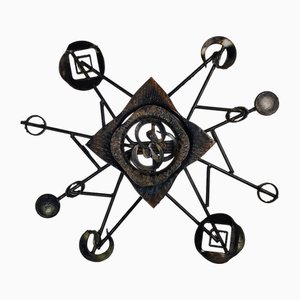 Large Vintage Danish Abstract Starburst Metal Wall Sculpture, 1980s