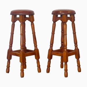 Set of Rustic Wooden Stools, 1960s