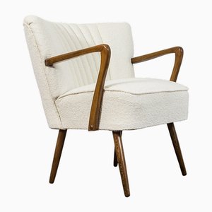 Vintage Cocktail Chair in White Boucle, 1950s