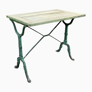 Early 20th Century Bistro Table with Oak Top and Cast Iron Base
