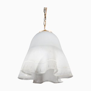 Lampe à Suspension en Verre Opalin par Barbini, 1970s