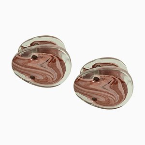 Pink Glass Push Pull Double Door Handles, 1960s, Set of 2