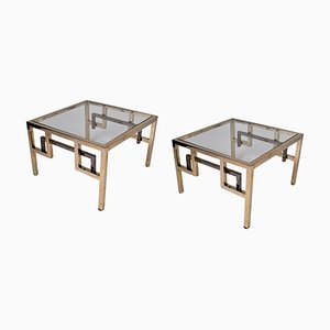 Vintage Side Tables with Glass Top from Belgo Chrome, 1970s, Set of 2