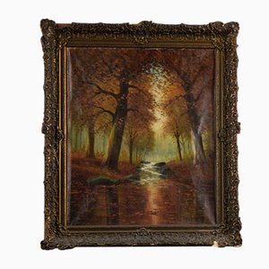 Undergrowth Scene, Oil on Canvas, Late 1800s-Early 1900s, Framed