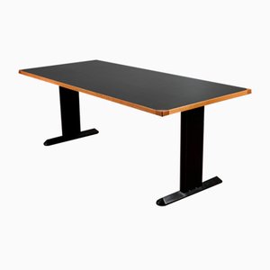 Desk Table with Black Top and Iron Legs, 1990s