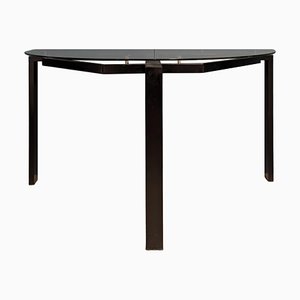 Console Table in Black Metal with Glass Top