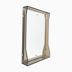 Mirror with Grey-Green Glass Frame in the style of Fontana Arte, 1960s