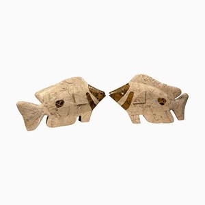 Tropischer Fisch aus Marmor von Maitland Smith, 1980er, 2er Set