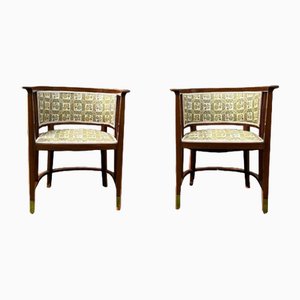 Set of Art Nouveau Viennese Mahogany Armchairs, 1910