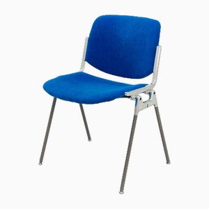 Mid-Century Stacking Blue Fabric Chair by Giancarlo Piretti for Anomima Castelli, Italy, 1960s