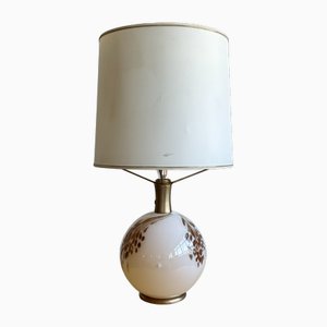 Große Kugelförmige Tischlampe aus Muranoglas mit Messingfuß und Trommelschirm von La Murrina, 1970er