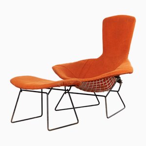 Sedia Bird e poggiapiedi di Harry Bertoia per Knoll International, anni '60