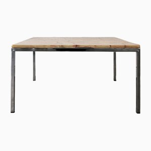 Mid-Century Couchtisch aus Chrom & Beige Marmor, 1960er