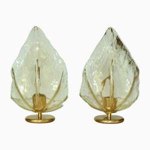 Lampe de Bureau Vintage en Verre Murano Doré par La Murrina, Italie, 1970s, Set de 2