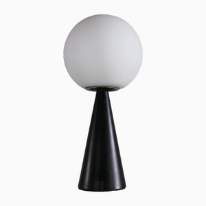 Lampe de Bureau Bilia en Métal Noir et Verre Opalin par Gio Ponti pour Fontana Arte, 1970s