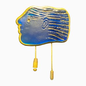 Brooch in Glass Paste and Bronze by Alekos Fassianos for the House Daum, 1988